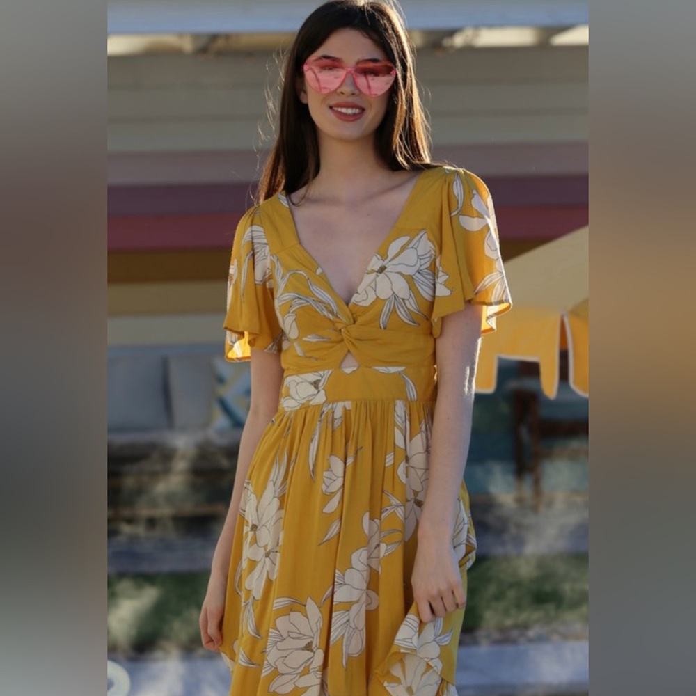 Floral Yellow Mini Dress